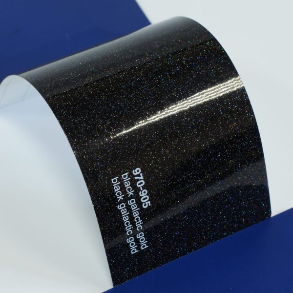 Автовинил Oracal 970-905 black galactic gold - черный "галактик", глянец