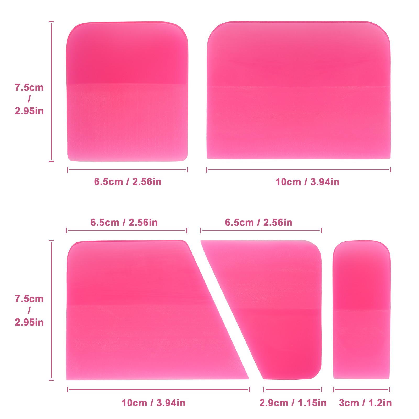 Набор ракелей PPF Pink Squeegees Set, Набор из 5шт. — изображение 2